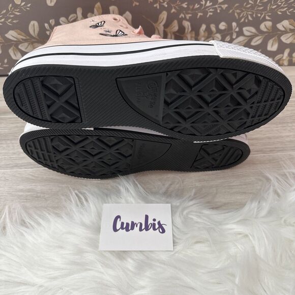 Converse CTAS HI Soft Peach/White Size Kids 5.5 butterflies Casual Shoes A07355C - Picture 10 of 11